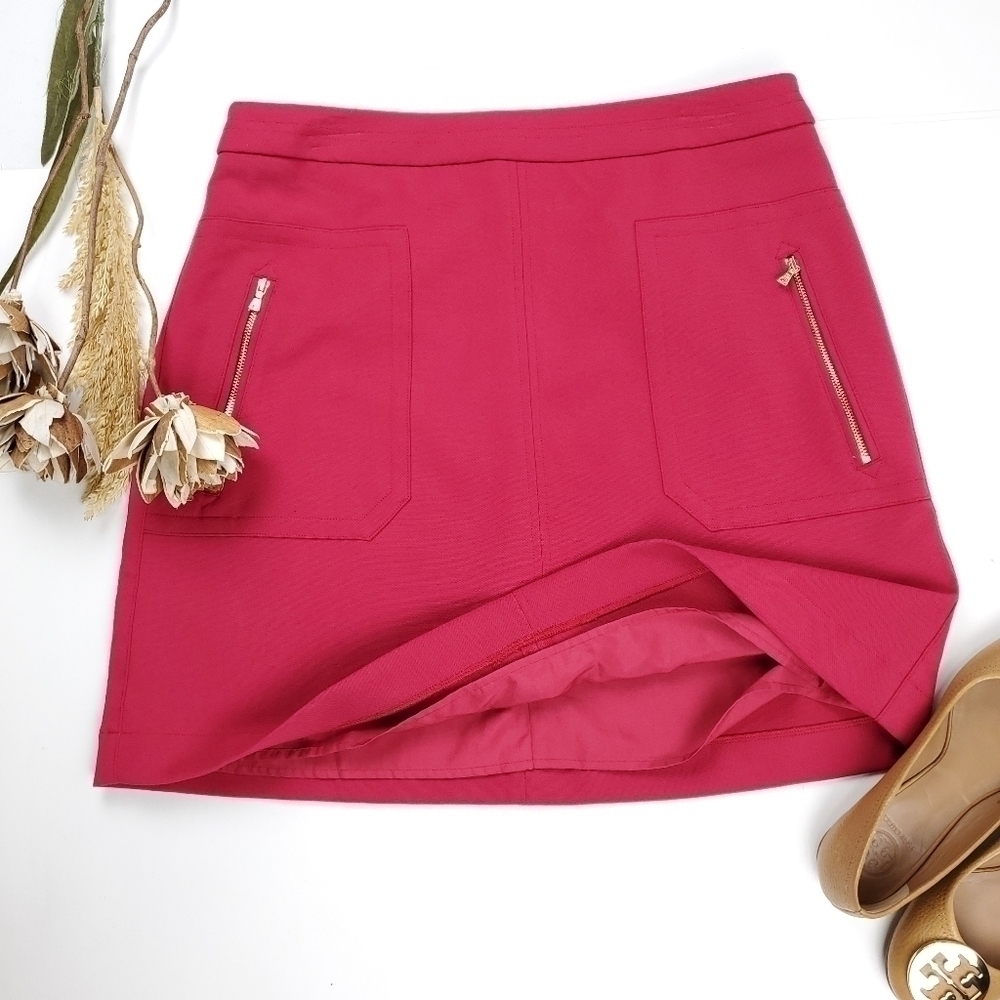 New Loft Pink Gold Zippered Pockets Skirts Sz  8 - Picture 2 of 12